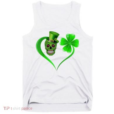 St Patricks Clover Skull Heart Funny St Patricks Day Tank Top