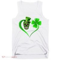 St Patricks Clover Skull Heart Funny St Patricks Day Tank Top thumb 0