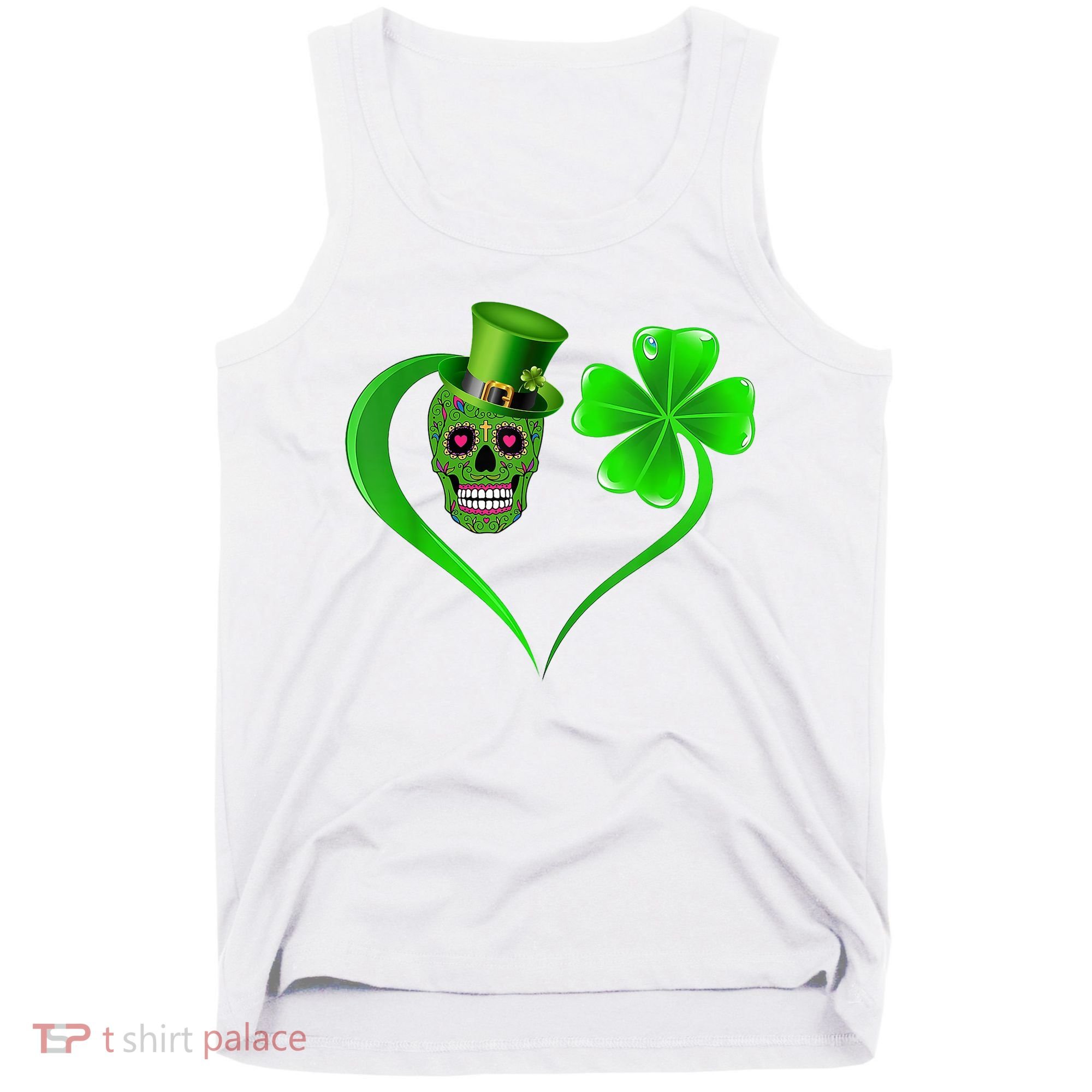 St Patricks Clover Skull Heart Funny St Patricks Day Tank Top
