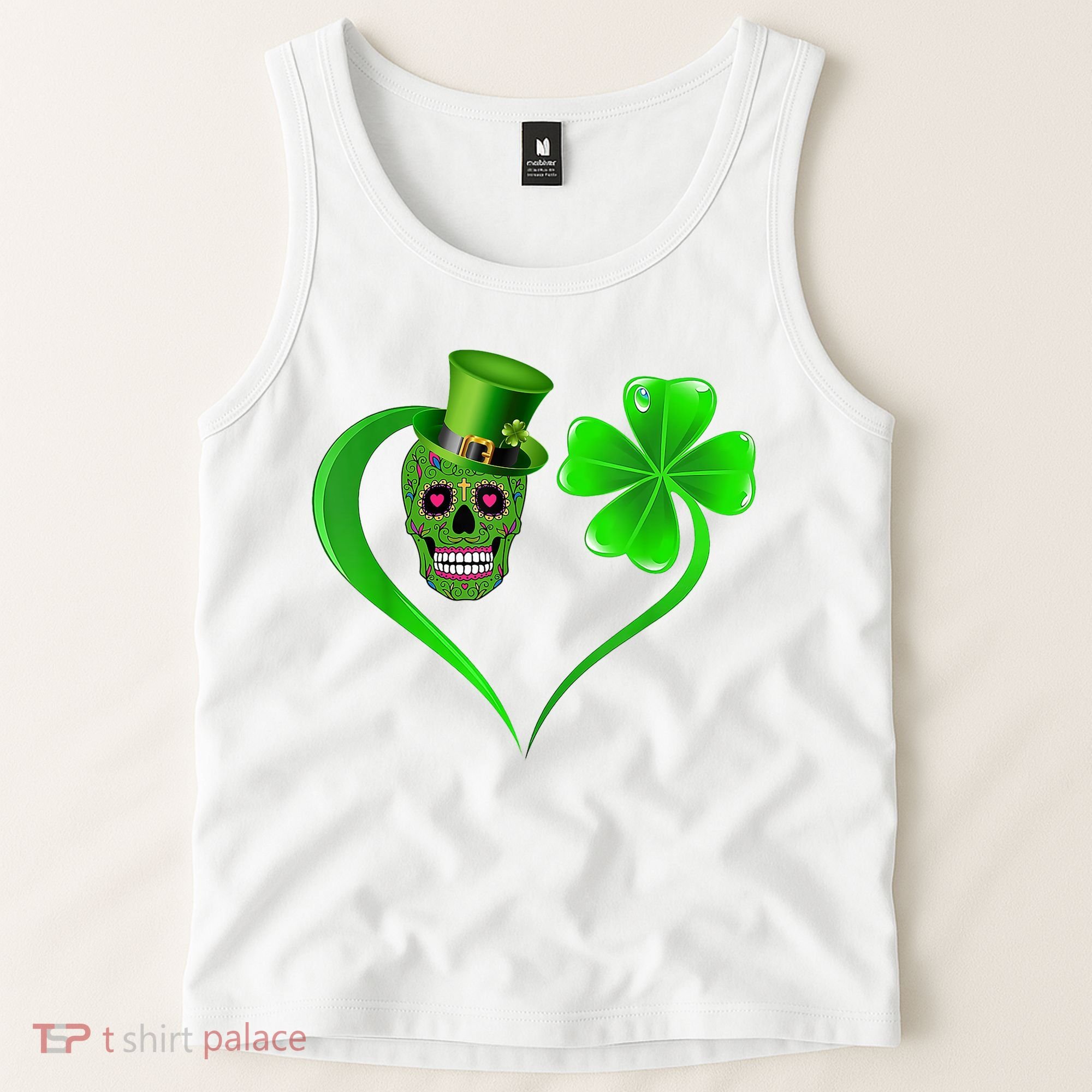 St Patricks Clover Skull Heart Funny St Patricks Day Tank Top