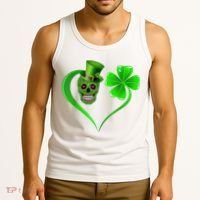 St Patricks Clover Skull Heart Funny St Patricks Day Tank Top thumb 3