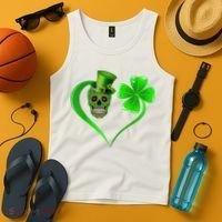 St Patricks Clover Skull Heart Funny St Patricks Day Tank Top thumb 4