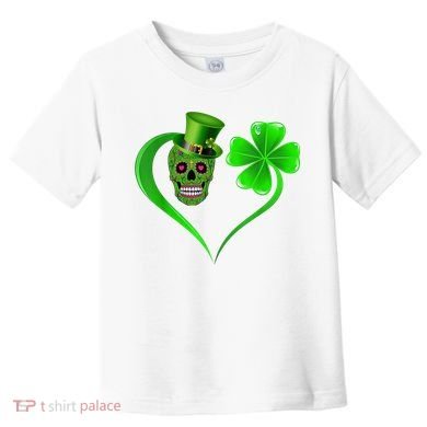 St Patricks Clover Skull Heart Funny St Patricks Day Toddler T-Shirt