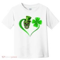 St Patricks Clover Skull Heart Funny St Patricks Day Toddler T-Shirt thumb 0
