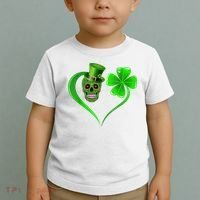 St Patricks Clover Skull Heart Funny St Patricks Day Toddler T-Shirt thumb 2