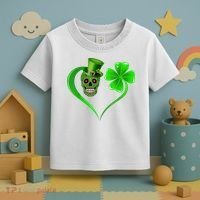 St Patricks Clover Skull Heart Funny St Patricks Day Toddler T-Shirt thumb 3