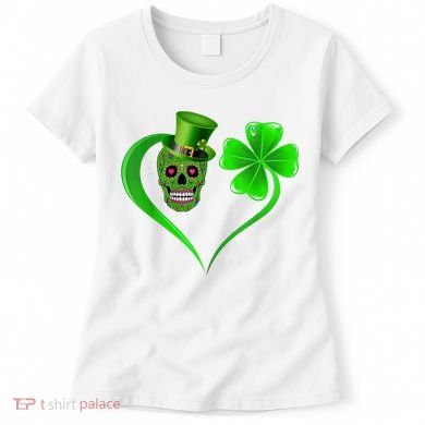 St Patricks Clover Skull Heart Funny St Patricks Day Women's T-Shirt