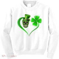 St Patricks Clover Skull Heart Funny St Patricks Day Kids Sweatshirt thumb 0