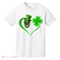 St Patricks Clover Skull Heart Funny St Patricks Day Kids T-Shirt thumb 0