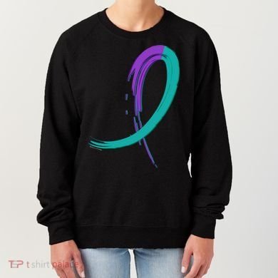 Suicide Prevention Cool Gift Purple And Teal Graffiti Ribbon Women's Sweatshirt