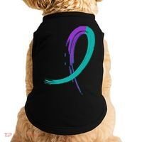 Suicide Prevention Cool Gift Purple And Teal Graffiti Ribbon Doggie Tank thumb 0