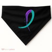 Suicide Prevention Cool Gift Purple And Teal Graffiti Ribbon USA-Made Doggie Bandana thumb 0