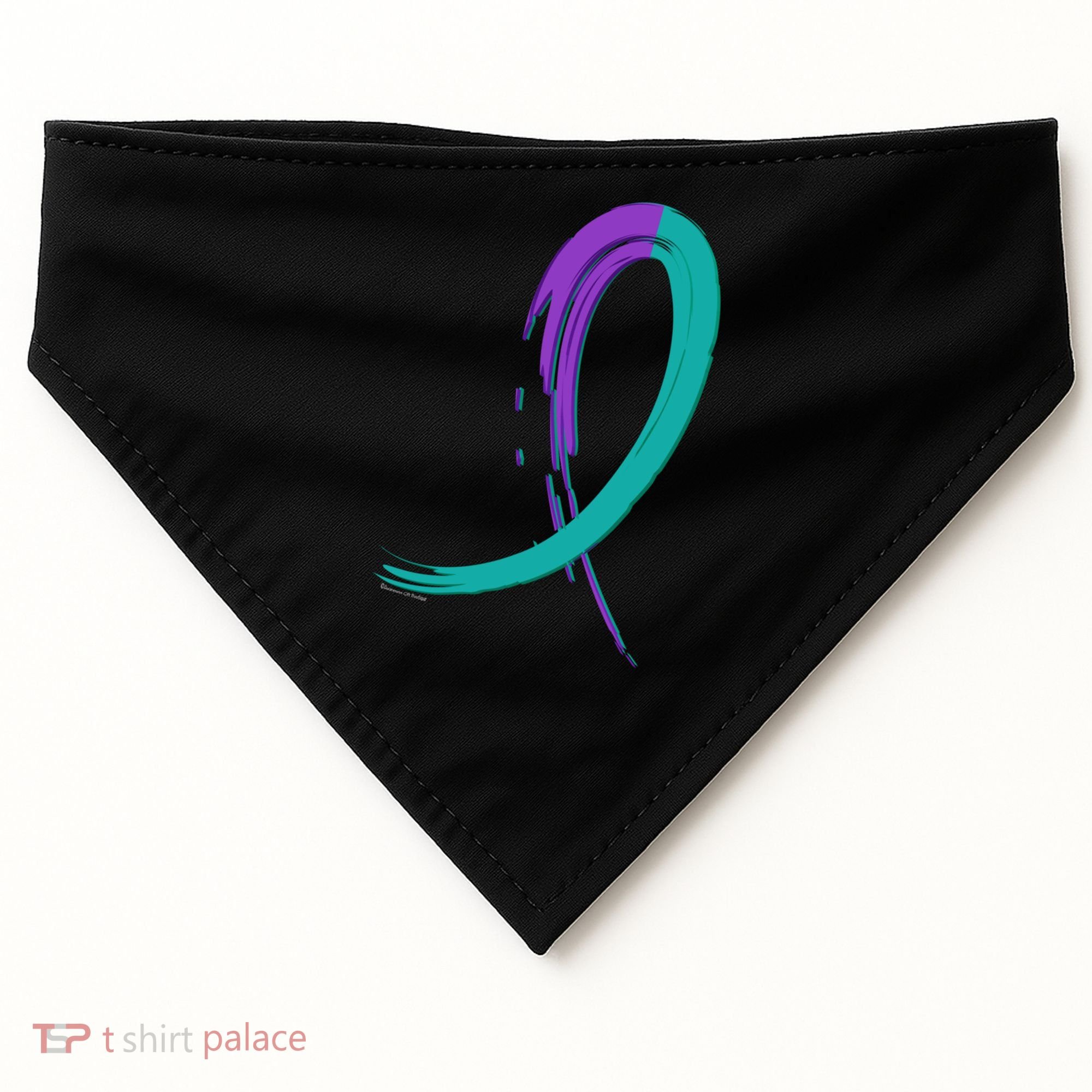 Suicide Prevention Cool Gift Purple And Teal Graffiti Ribbon USA-Made Doggie Bandana