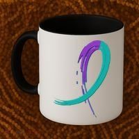 Suicide Prevention Cool Gift Purple And Teal Graffiti Ribbon Coffee Mug thumb 2