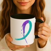 Suicide Prevention Cool Gift Purple And Teal Graffiti Ribbon Coffee Mug thumb 3