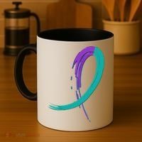 Suicide Prevention Cool Gift Purple And Teal Graffiti Ribbon Coffee Mug thumb 4