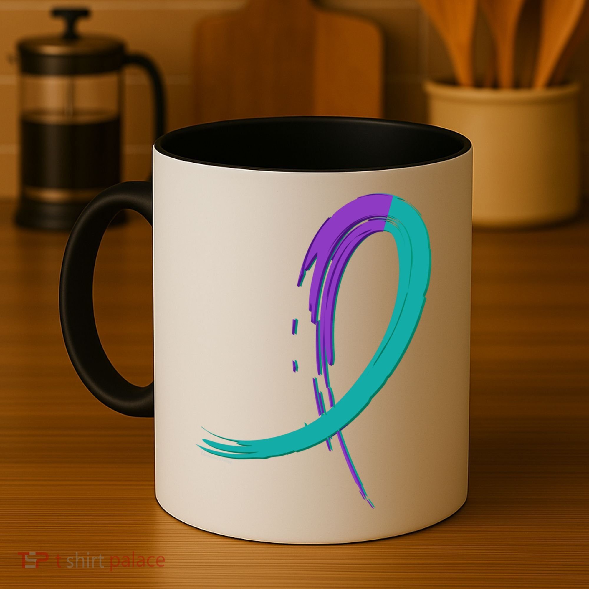 Suicide Prevention Cool Gift Purple And Teal Graffiti Ribbon Coffee Mug