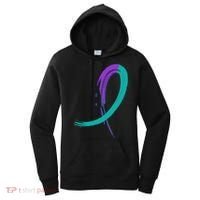 Suicide Prevention Cool Gift Purple And Teal Graffiti Ribbon Women's Hoodie thumb 0