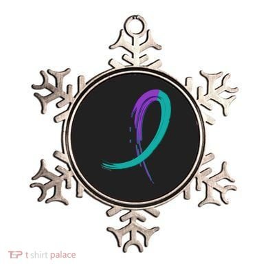 Suicide Prevention Cool Gift Purple And Teal Graffiti Ribbon Ornament