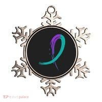 Suicide Prevention Cool Gift Purple And Teal Graffiti Ribbon Ornament thumb 0