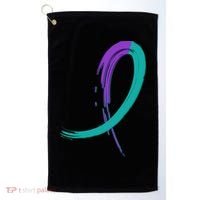 Suicide Prevention Cool Gift Purple And Teal Graffiti Ribbon Golf Towel thumb 0