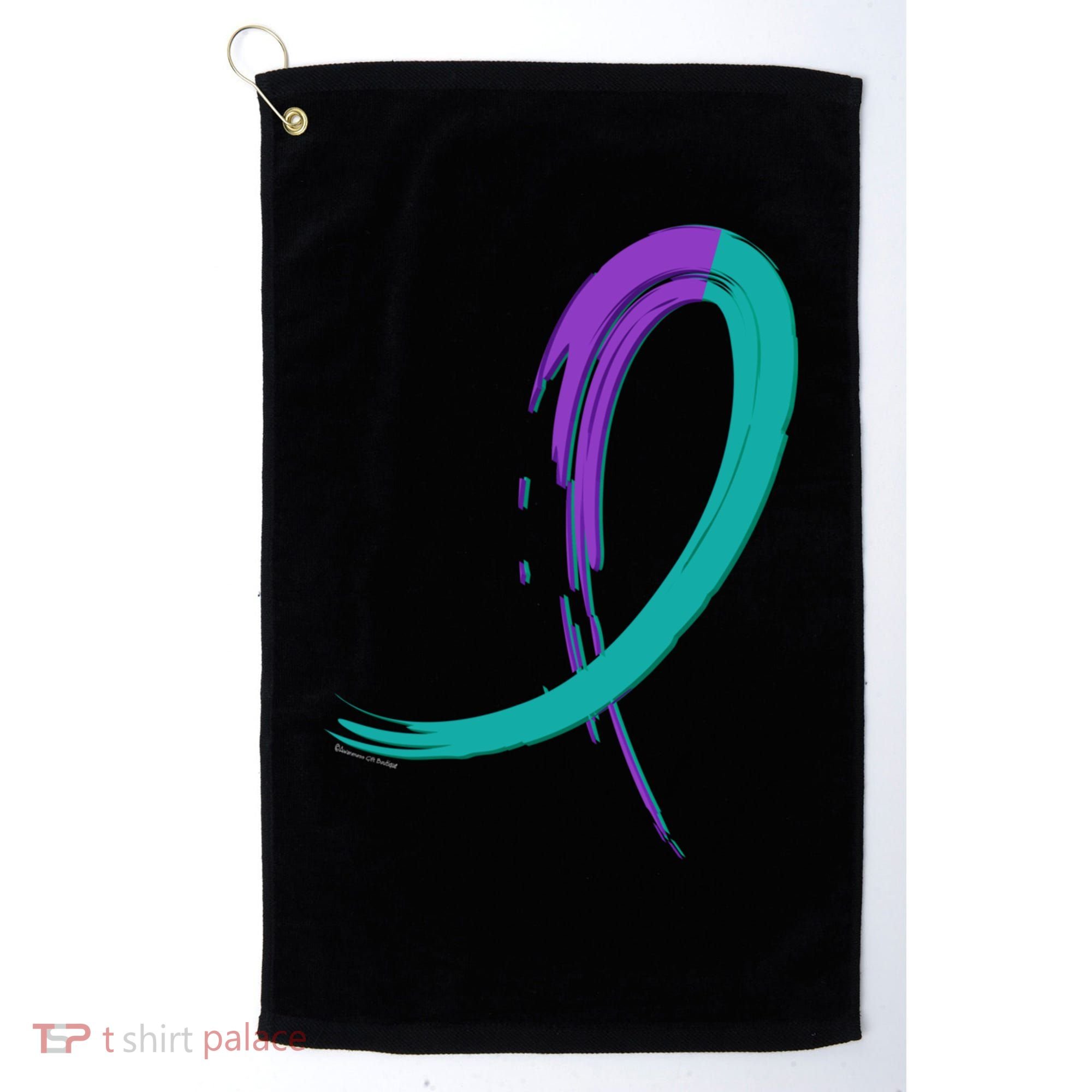 Suicide Prevention Cool Gift Purple And Teal Graffiti Ribbon Golf Towel