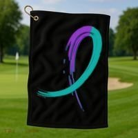 Suicide Prevention Cool Gift Purple And Teal Graffiti Ribbon Golf Towel thumb 1