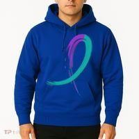 Suicide Prevention Cool Gift Purple And Teal Graffiti Ribbon Hoodie thumb 2