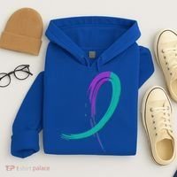 Suicide Prevention Cool Gift Purple And Teal Graffiti Ribbon Hoodie thumb 4