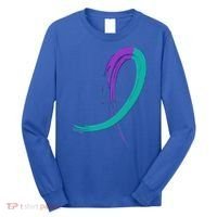 Suicide Prevention Cool Gift Purple And Teal Graffiti Ribbon Long Sleeve Shirt thumb 0
