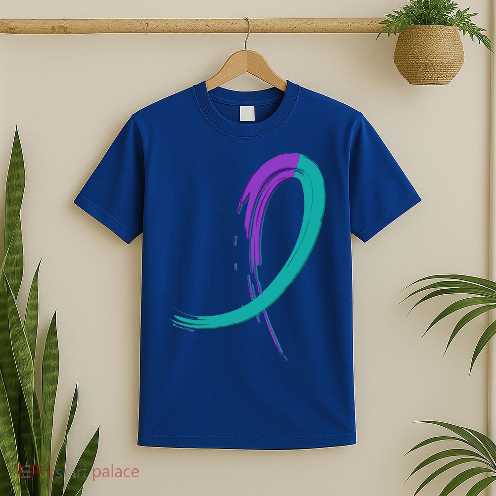 Suicide Prevention Cool Gift Purple And Teal Graffiti Ribbon T-Shirt