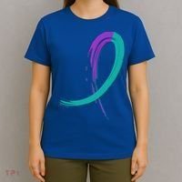 Suicide Prevention Cool Gift Purple And Teal Graffiti Ribbon T-Shirt thumb 4