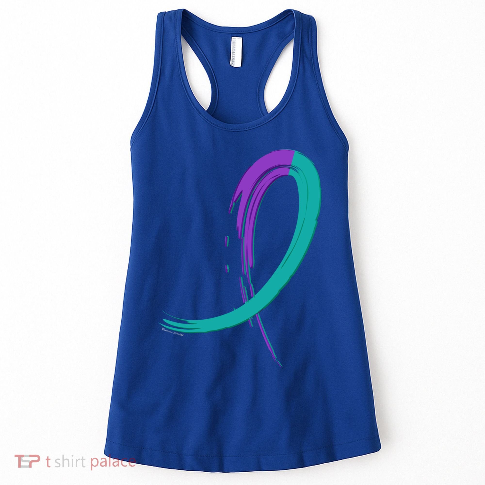Suicide Prevention Cool Gift Purple And Teal Graffiti Ribbon Women's Tank Top