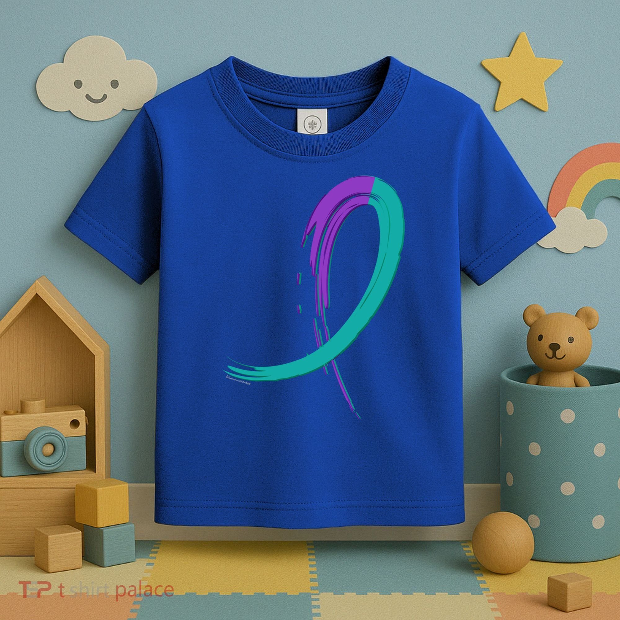 Suicide Prevention Cool Gift Purple And Teal Graffiti Ribbon Toddler T-Shirt