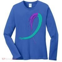 Suicide Prevention Cool Gift Purple And Teal Graffiti Ribbon Women's Long Sleeve Shirt thumb 0