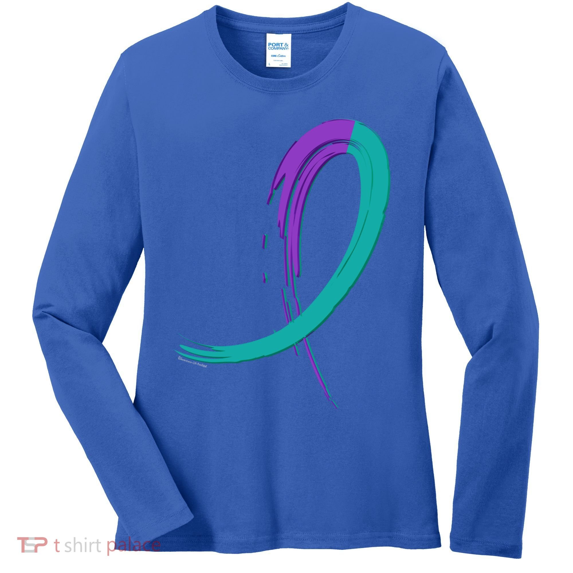 Suicide Prevention Cool Gift Purple And Teal Graffiti Ribbon Women's Long Sleeve Shirt