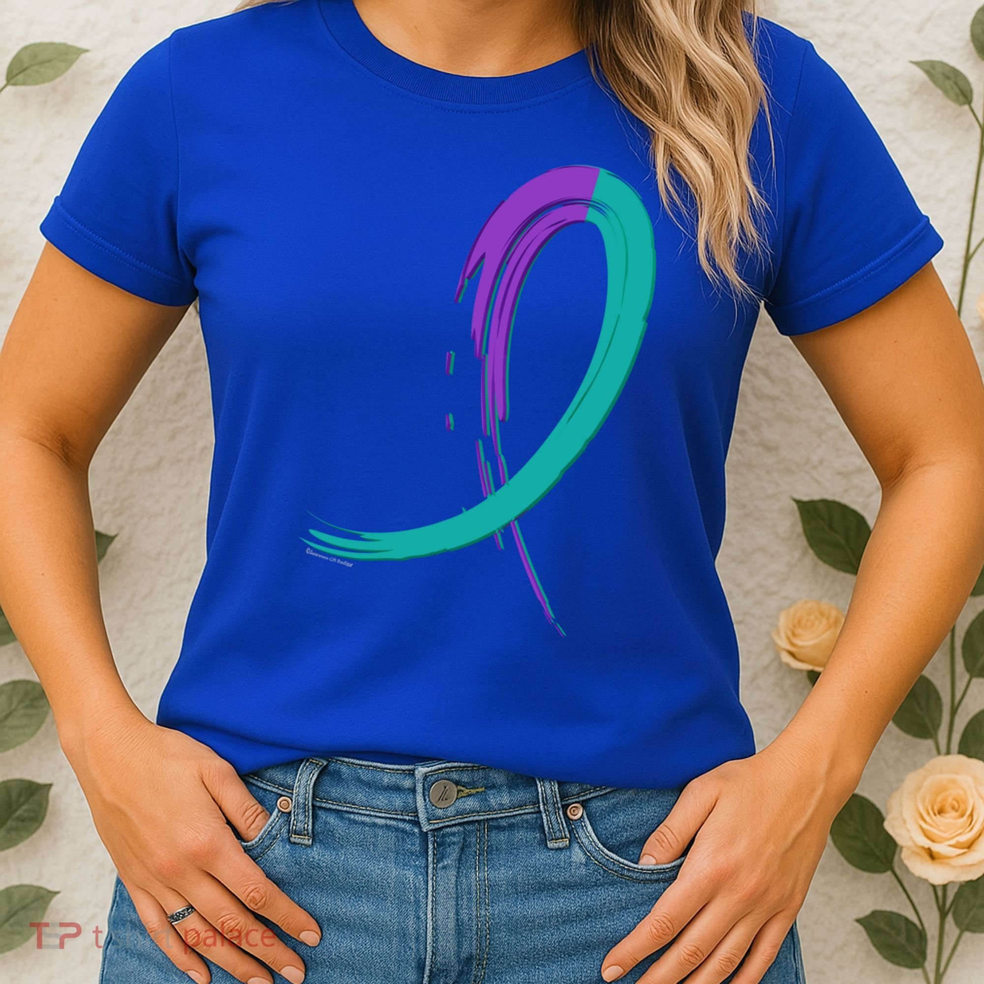 Suicide Prevention Cool Gift Purple And Teal Graffiti Ribbon Women's T-Shirt