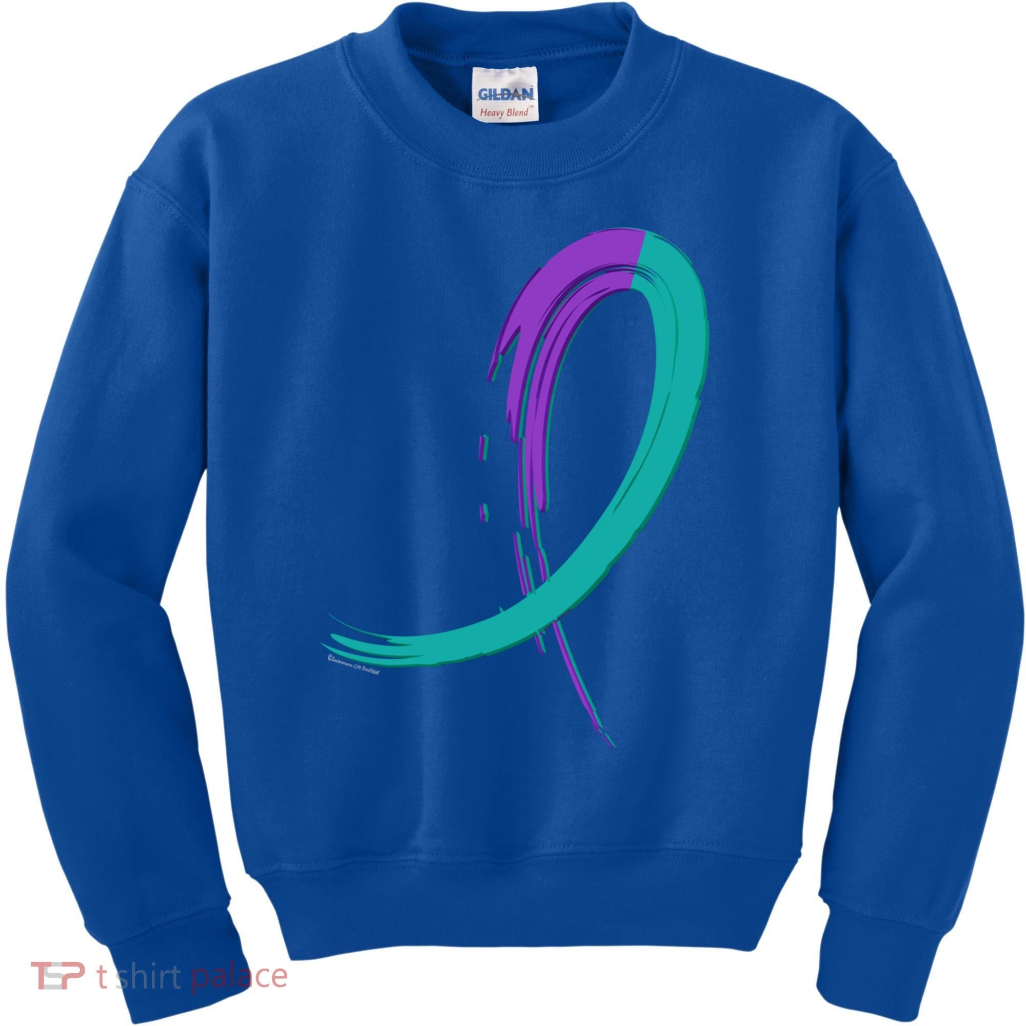 Suicide Prevention Cool Gift Purple And Teal Graffiti Ribbon Kids Sweatshirt