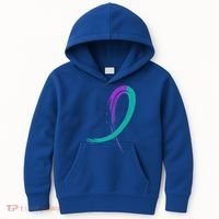 Suicide Prevention Cool Gift Purple And Teal Graffiti Ribbon Kids Hoodie thumb 0