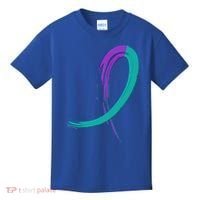 Suicide Prevention Cool Gift Purple And Teal Graffiti Ribbon Kids T-Shirt thumb 0