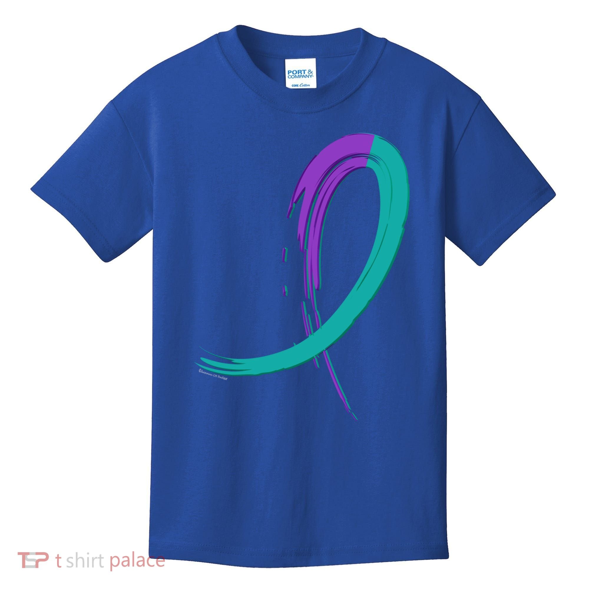 Suicide Prevention Cool Gift Purple And Teal Graffiti Ribbon Kids T-Shirt