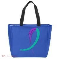 Suicide Prevention Cool Gift Purple And Teal Graffiti Ribbon Tote Bag thumb 0