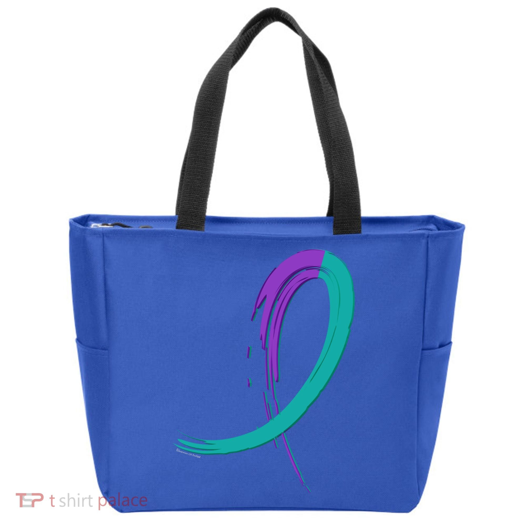 Suicide Prevention Cool Gift Purple And Teal Graffiti Ribbon Tote Bag