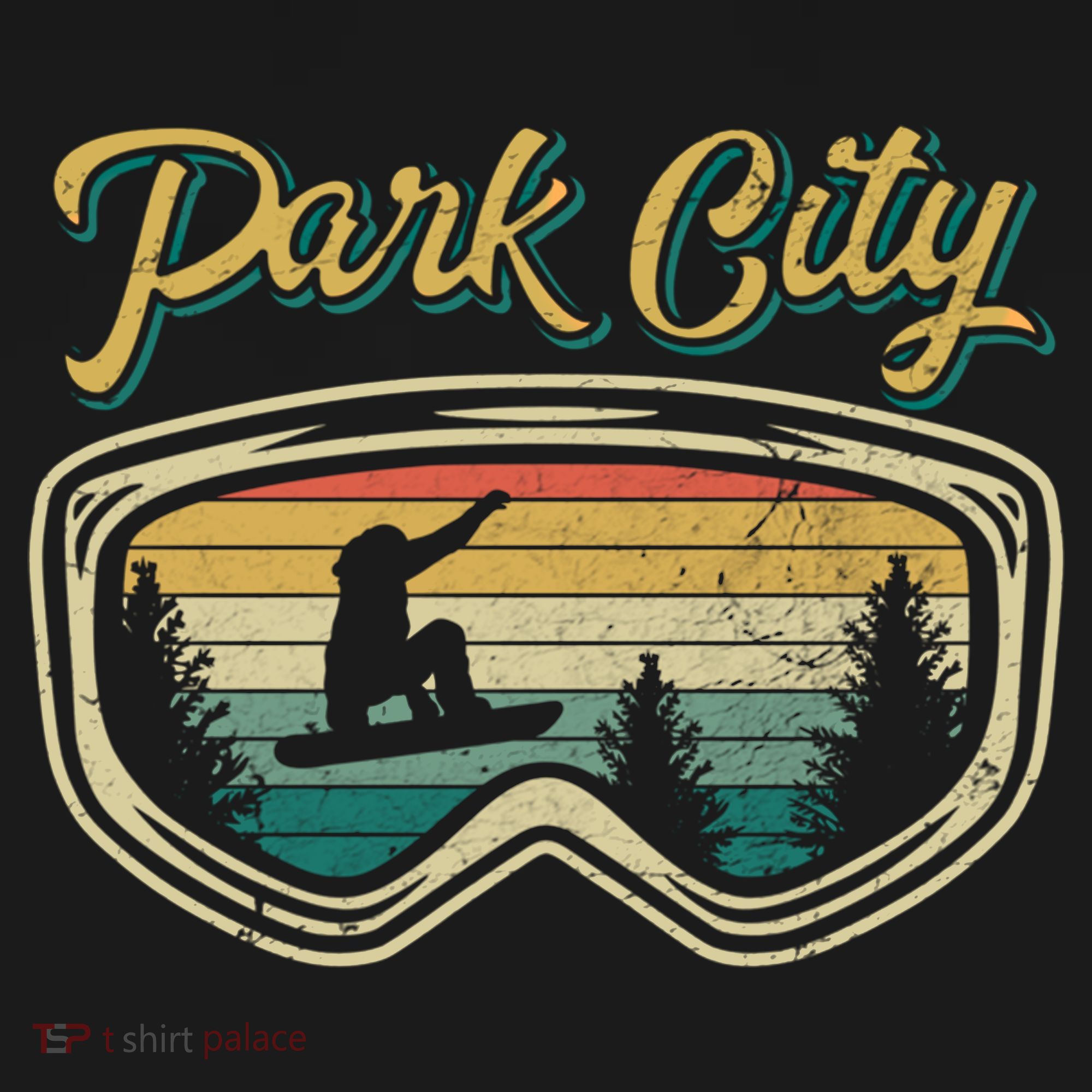 Snowboard Park City Utah Distressed Goggles Big Air Snow Gift Bucket Hat