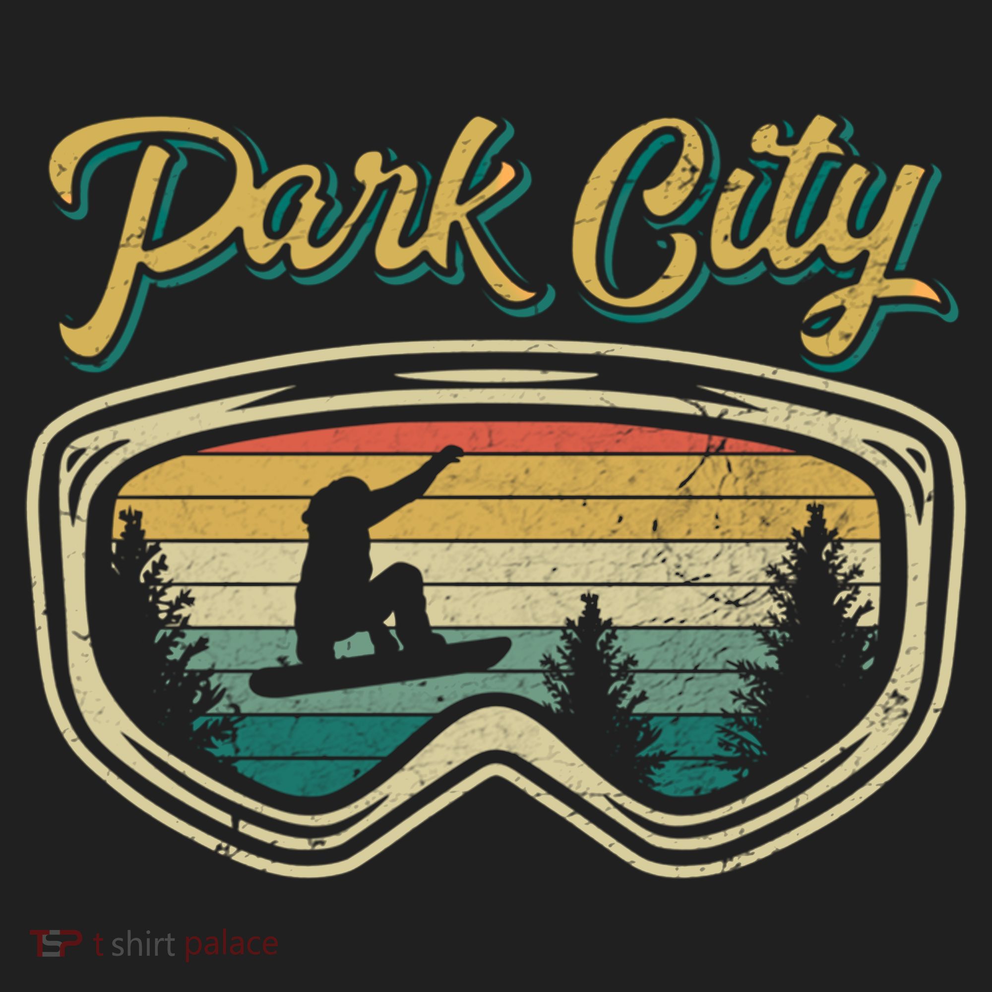 Snowboard Park City Utah Distressed Goggles Big Air Snow Gift Golf Towel
