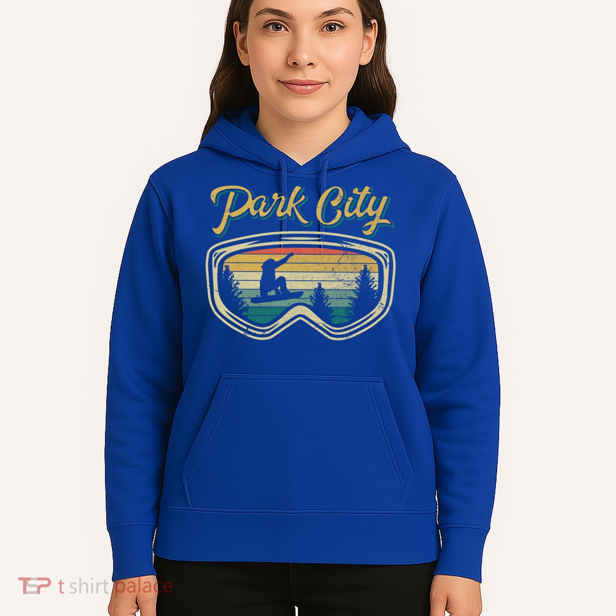 Snowboard Park City Utah Distressed Goggles Big Air Snow Gift Hoodie