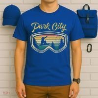 Snowboard Park City Utah Distressed Goggles Big Air Snow Gift T-Shirt thumb 6