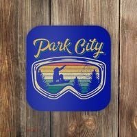 Snowboard Park City Utah Distressed Goggles Big Air Snow Gift Coaster thumb 0
