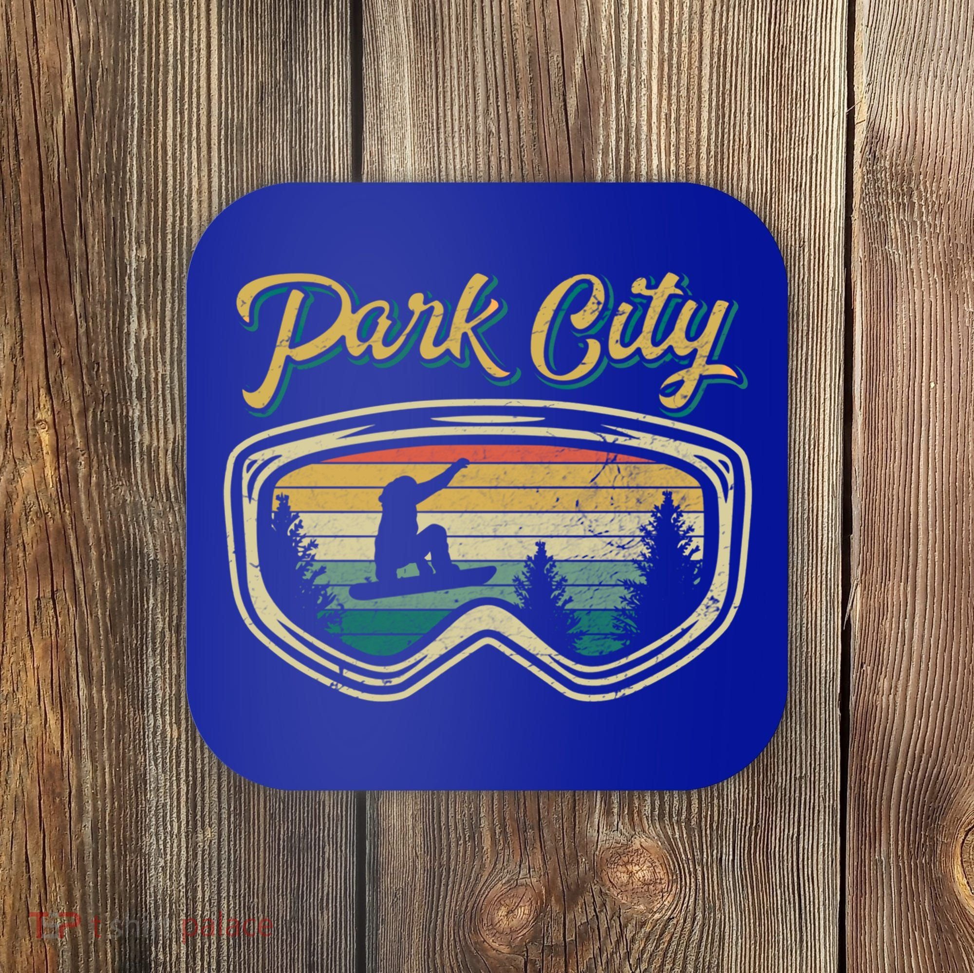 Snowboard Park City Utah Distressed Goggles Big Air Snow Gift Coaster