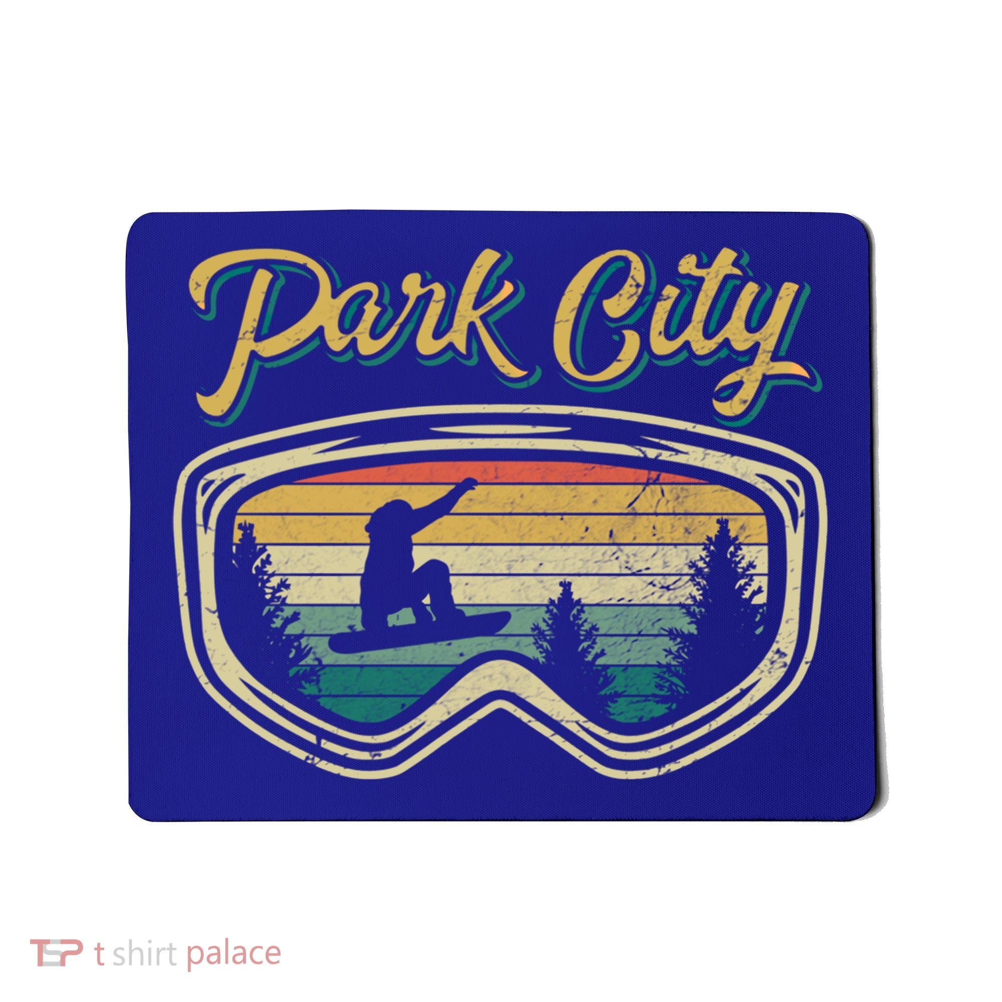 Snowboard Park City Utah Distressed Goggles Big Air Snow Gift Mousepad